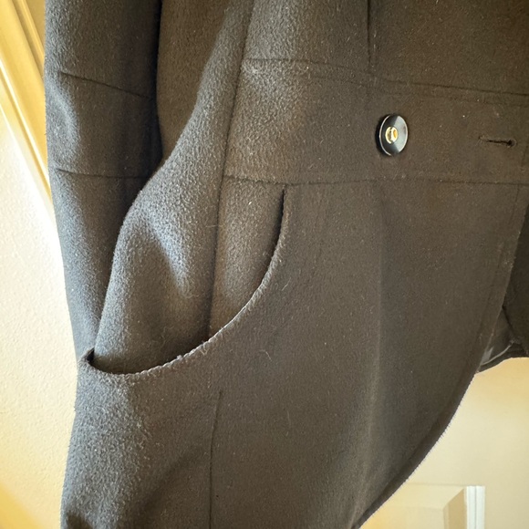 Women's Black Pea Coat Double Breasted Design - Picture 7 of 9